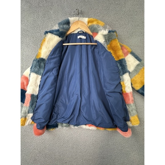 Stella McCartney Kids ColorBlock Abbie Faux Fur Jacket Sz 14 Yrs Soft And Cozy - Picture 4 of 10